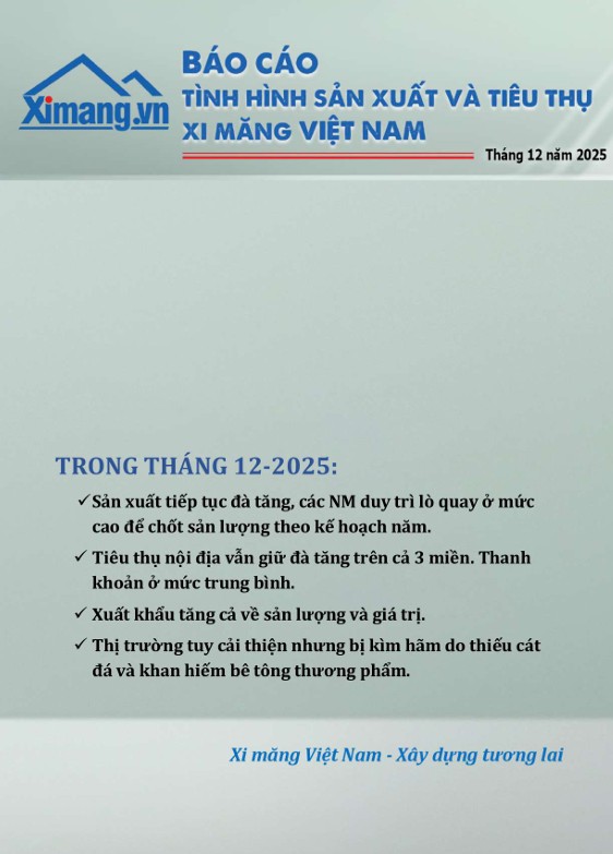 Ph&aacute;t h&agrave;nh B&aacute;o c&aacute;o sản xuất v&agrave; ti&ecirc;u thụ xi măng th&aacute;ng 12 năm 2025