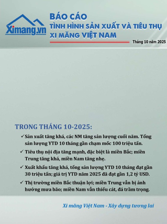 Phát hành Báo cáo sản xuất và tiêu thụ xi măng tháng 10/2025