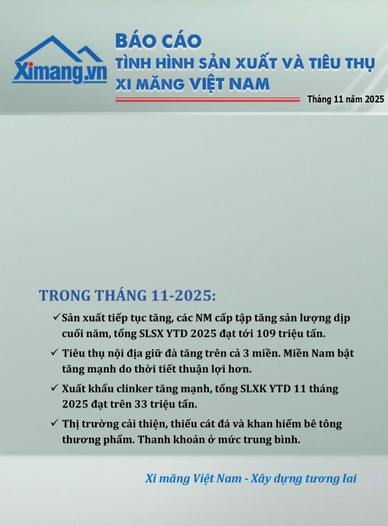 Ph&aacute;t h&agrave;nh B&aacute;o c&aacute;o sản xuất v&agrave; ti&ecirc;u thụ xi măng th&aacute;ng 11/2025