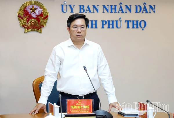 Chủ tịch UBND tỉnh Ph&uacute; Thọ Trần Duy Đ&ocirc;ng chủ tr&igrave; hội nghị đ&aacute;nh gi&aacute; nhu cầu xi măng v&agrave; vật liệu x&acirc;y dựng năm 2026